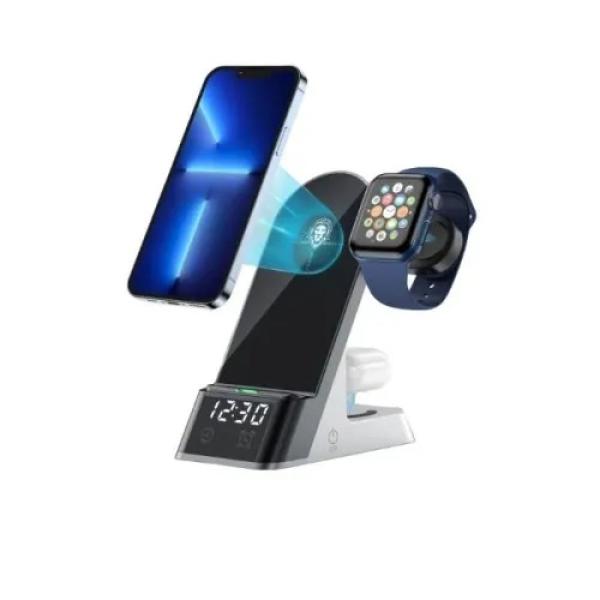 Green Lion 6-in-1 Wireless Charger With Digital Led Display And Alarm Clock