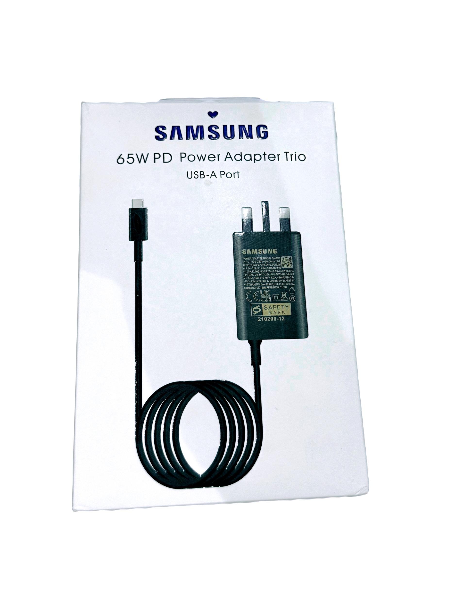 Samsung PD 65w Power Adapter USB-C Cable With USB A Port, Fastest Charge Black