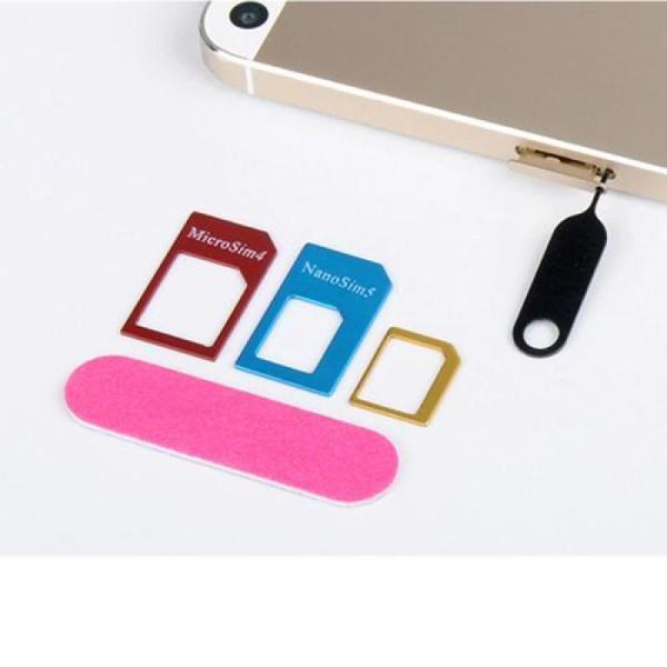 Nano 5 In 1 Sim Card Adapters, Nano Micro Standard Sim Card Adapter Abrasive Bar Card Pin
