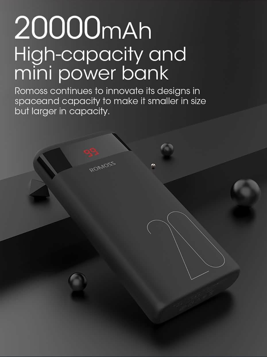 Romoss Ares 20 Portable Power Bank 20000mAh USB Type-C Input